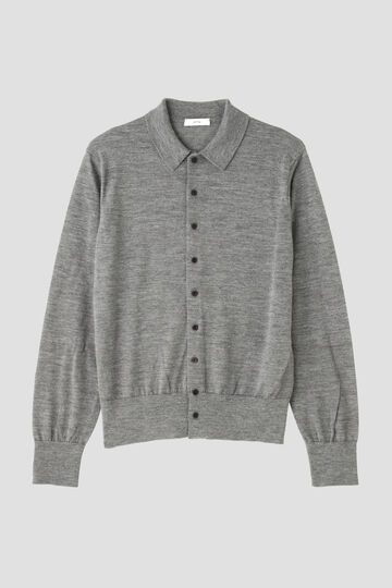 ATON / RAMIE WOOL POLO KNIT CARDIGAN_020