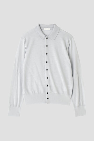 ATON / RAMIE WOOL POLO KNIT CARDIGAN_110