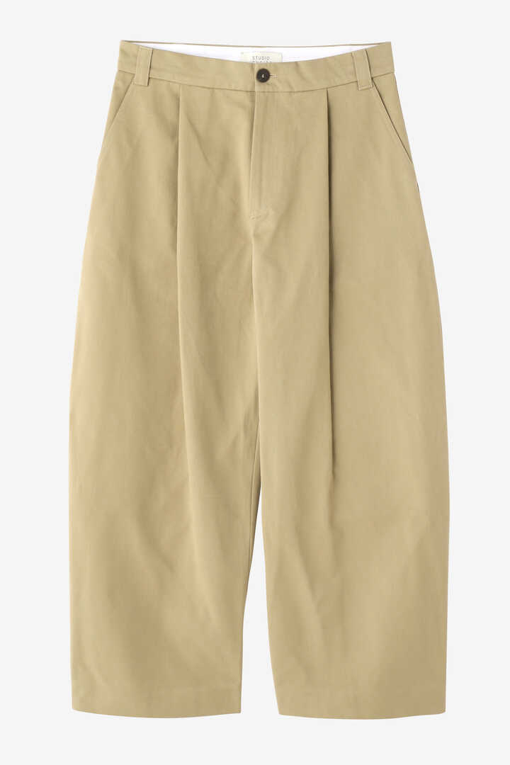 チノパンPEACHED COTTON TWILL VOLUME PLEAT PANTS