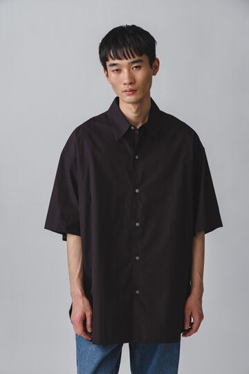 STUDIO NICHOLSON / MATTE COTTON POPLIN OVERSIZED SHORT SLEEVE SHIRT_010