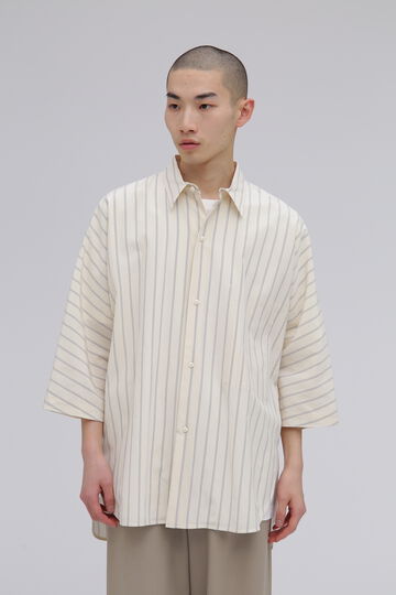 quitan / COTTON SILK STRIPE 3/4 SLEEVE SHIRT_032