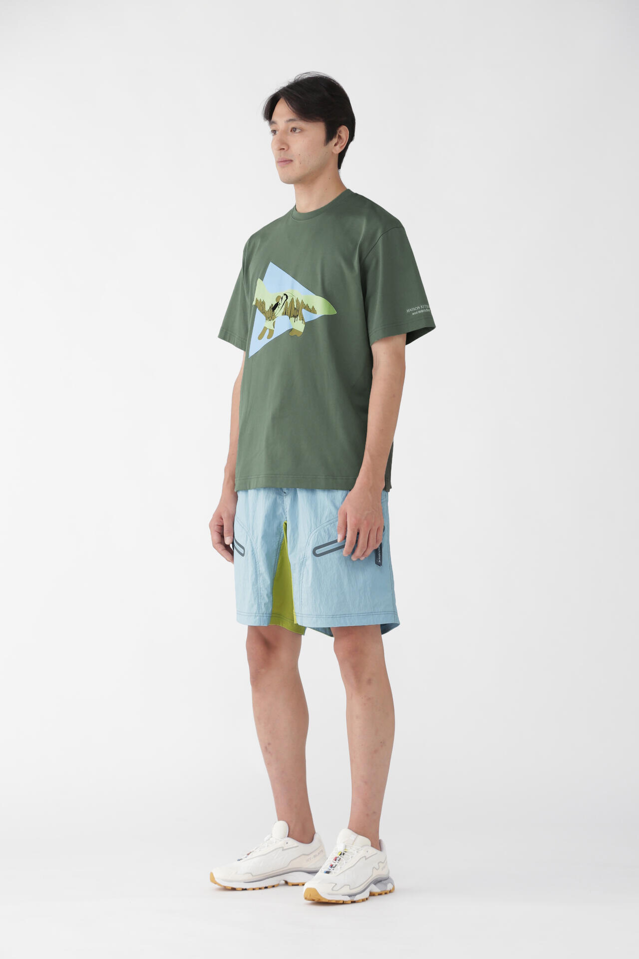 MAISON KITSUNÉ × and wander DRY COTTON T TRIANGLE