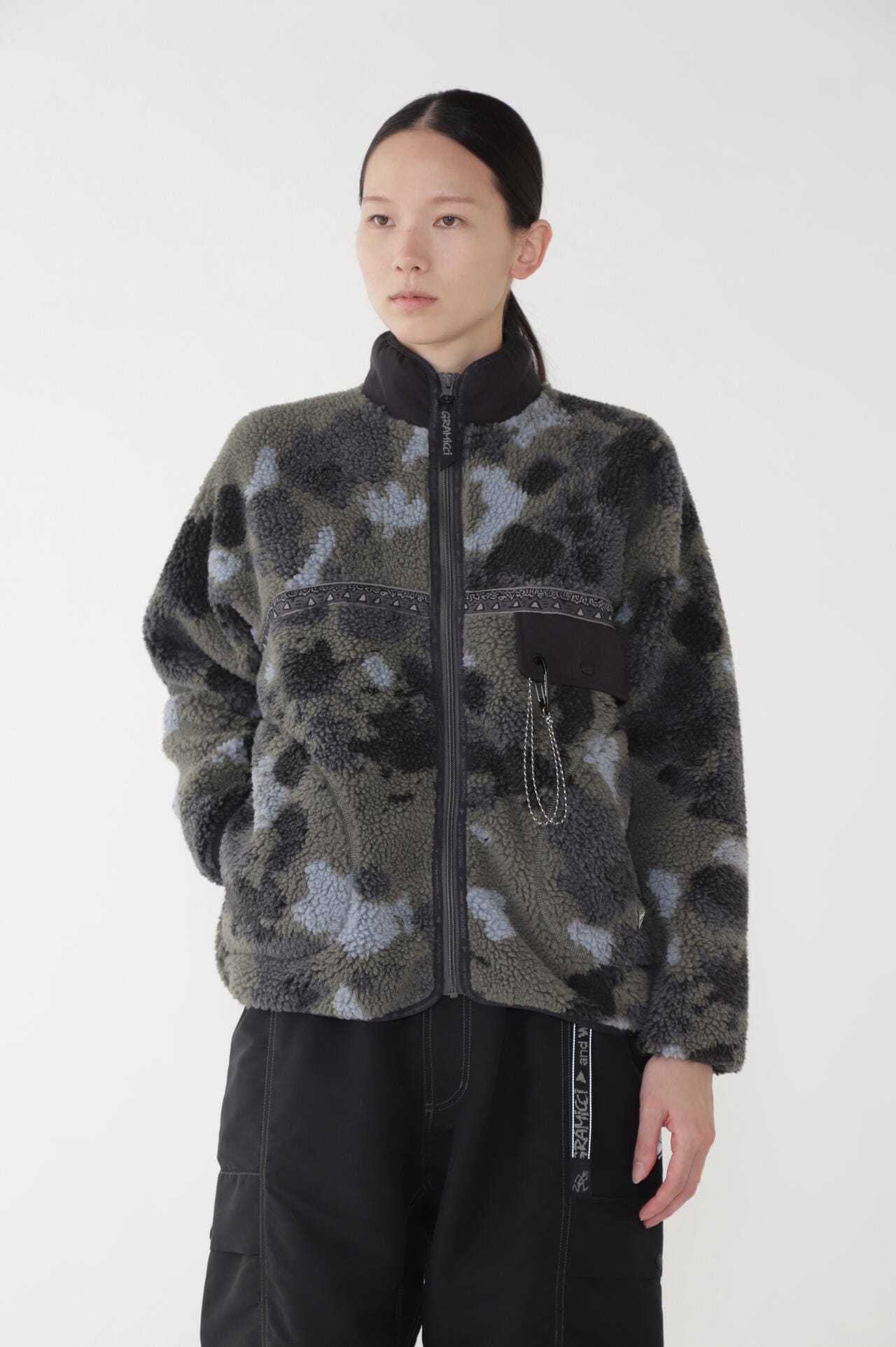 GRAMICCI × and wander JQ tape fleece jacket