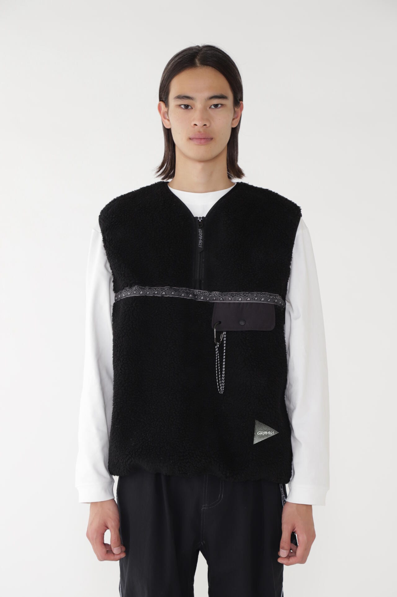 GRAMICCI × and wander JQ tape fleece vest