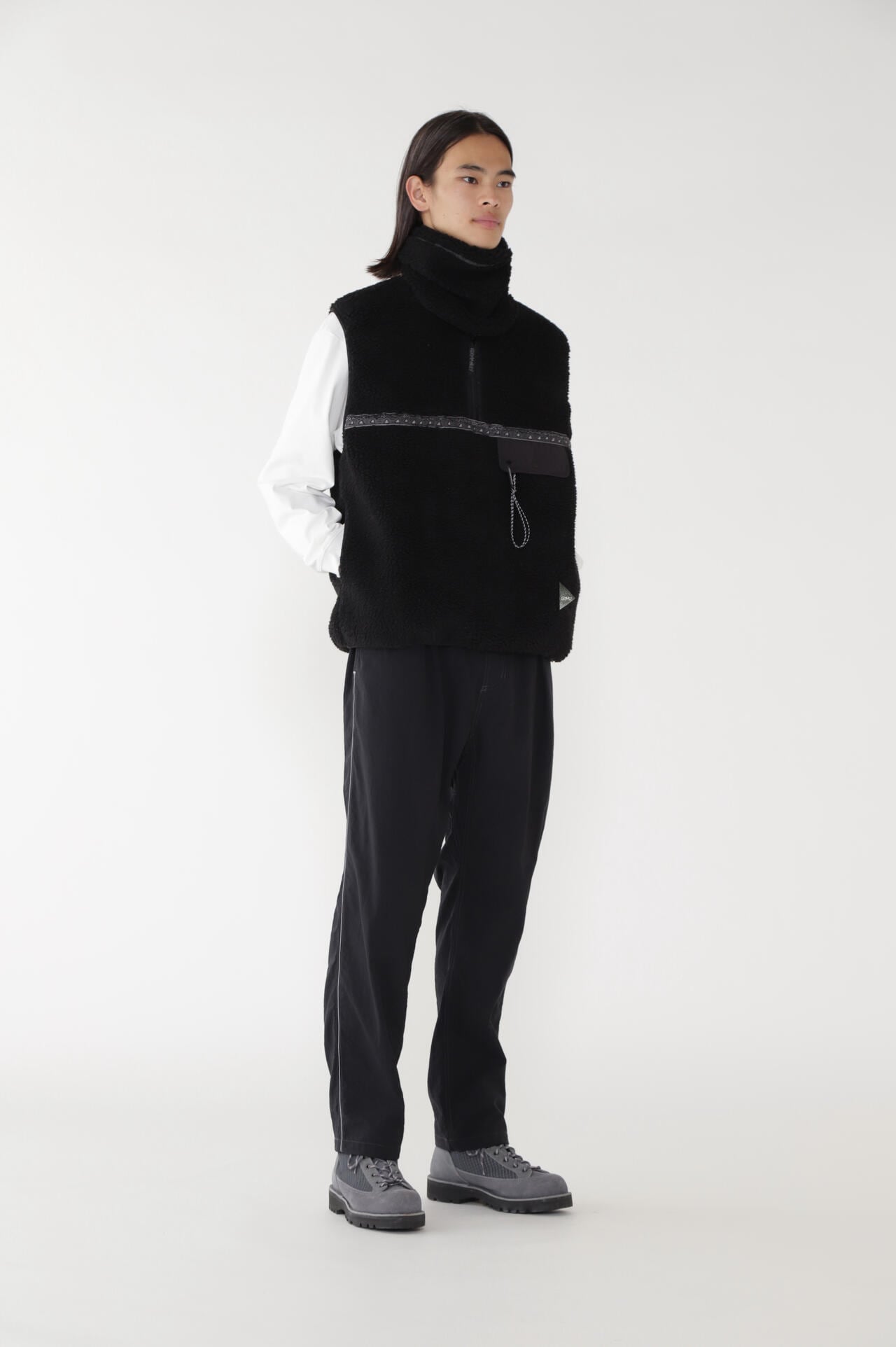 GRAMICCI × and wander JQ tape fleece vest