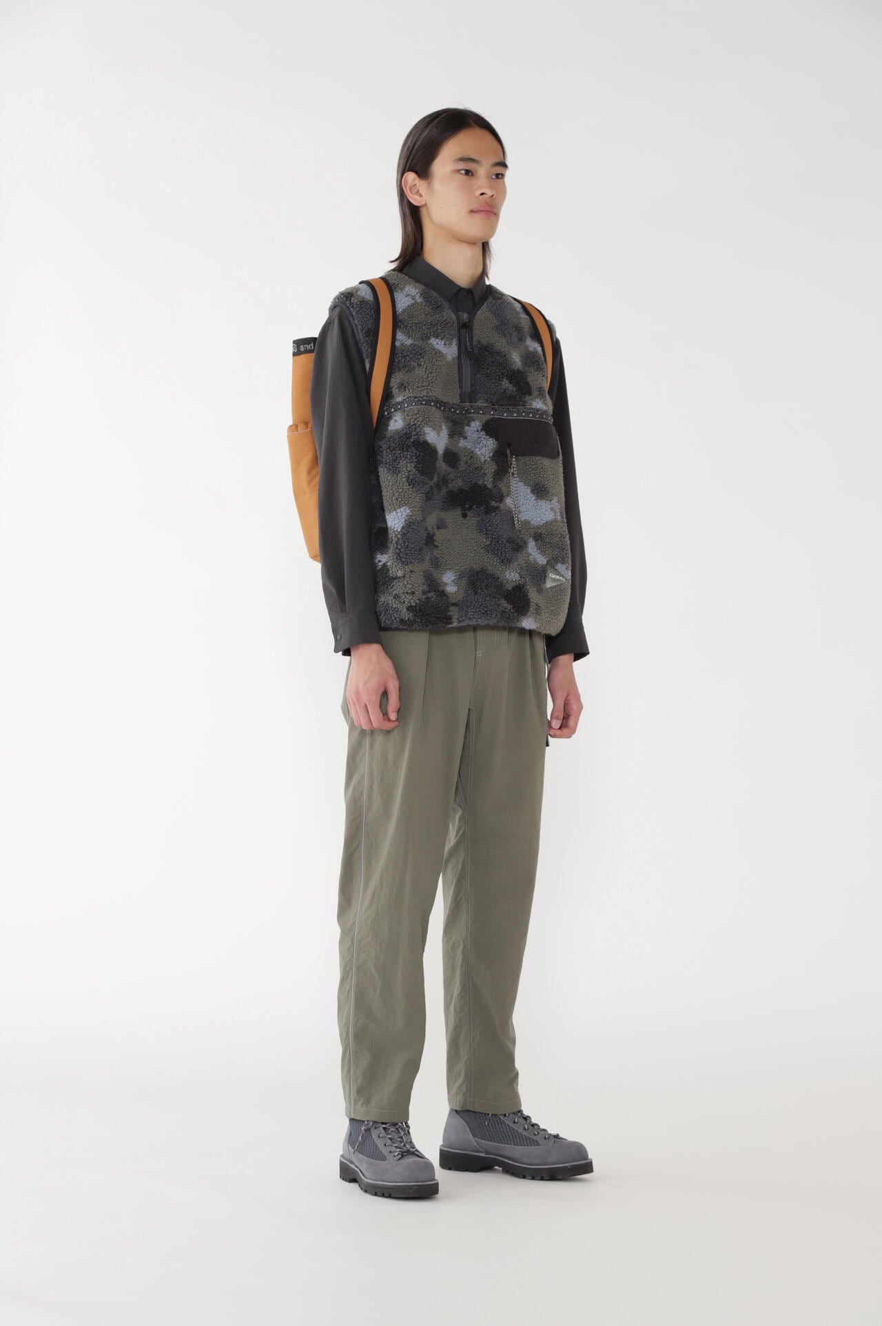 GRAMICCI × and wander JQ tape fleece vest