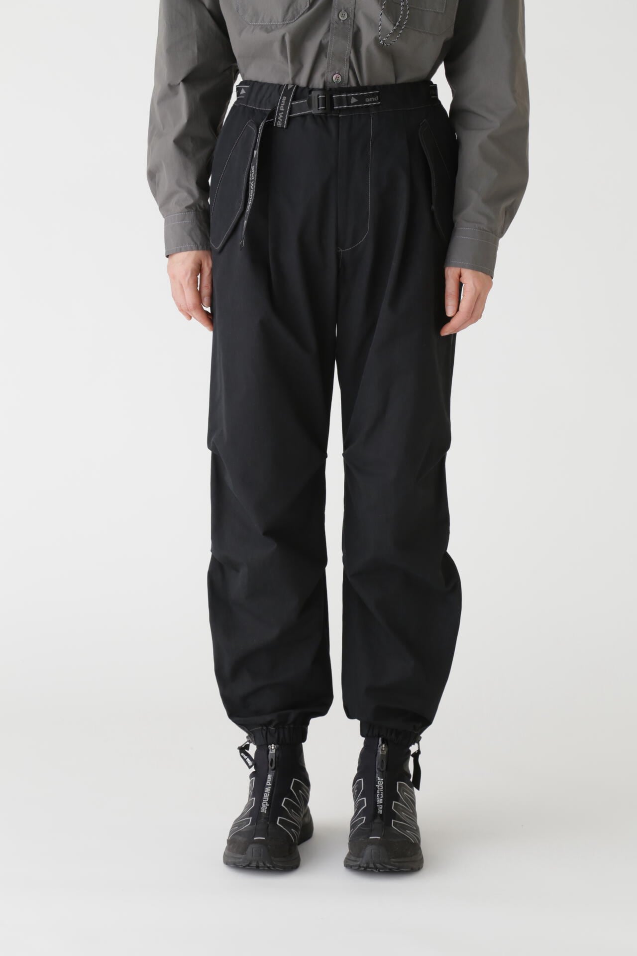 high count cloth side zip hem pants