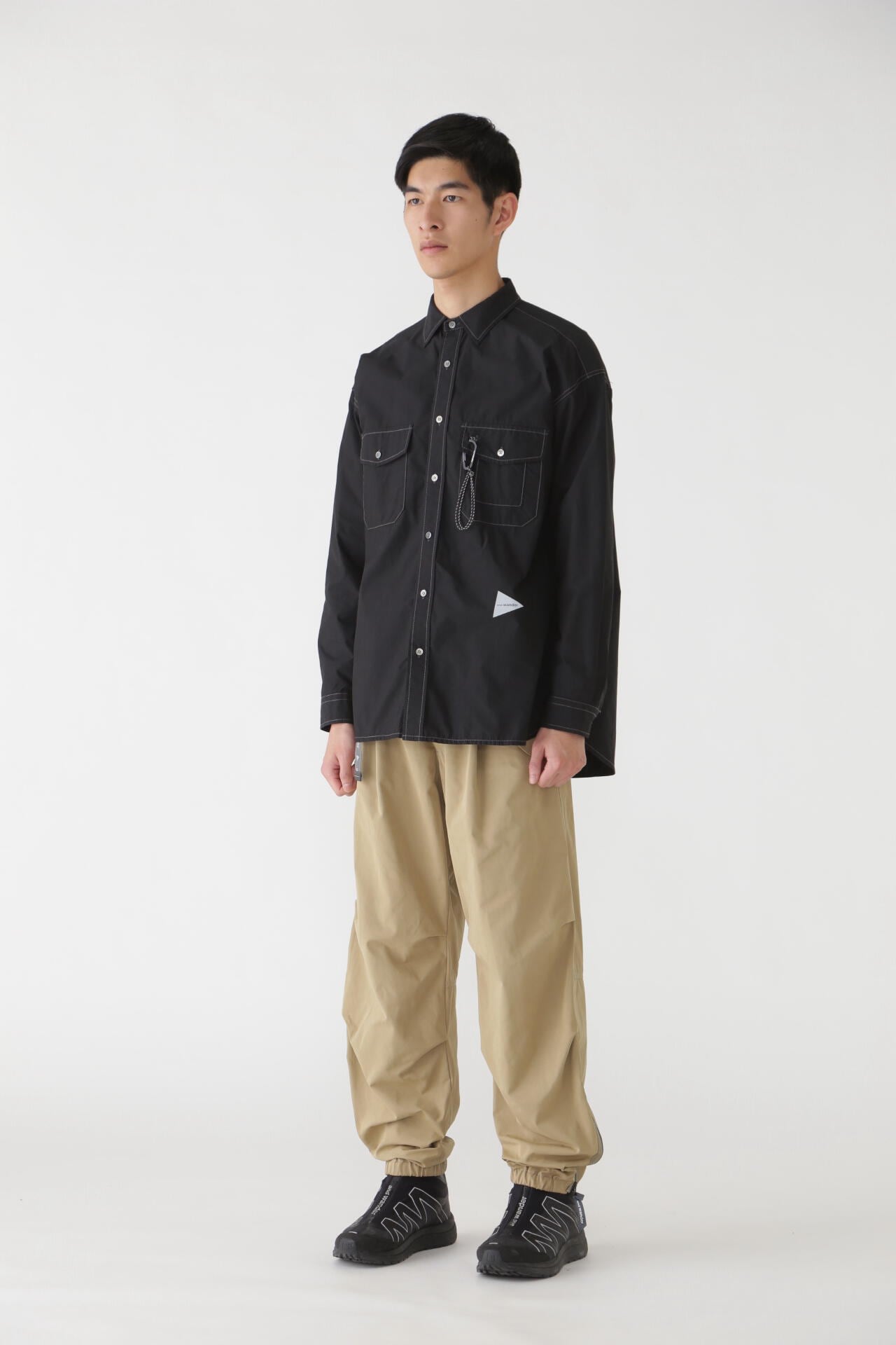 high count cloth side zip hem pants