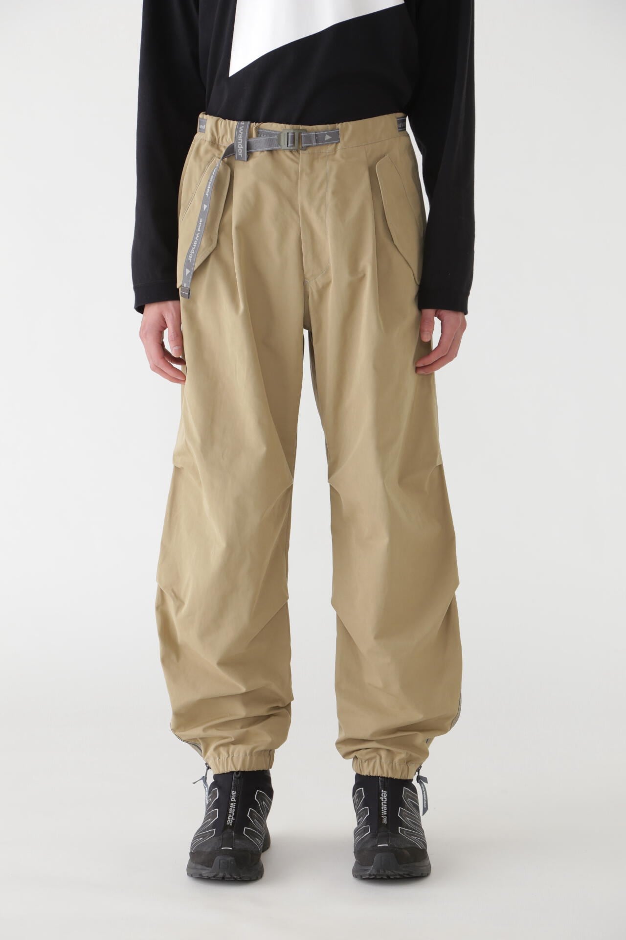 high count cloth side zip hem pants