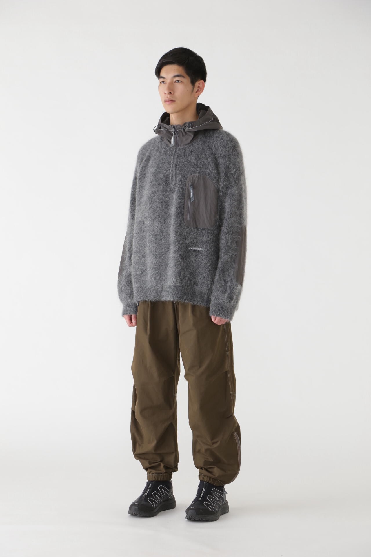 mohair wool knit hoodie