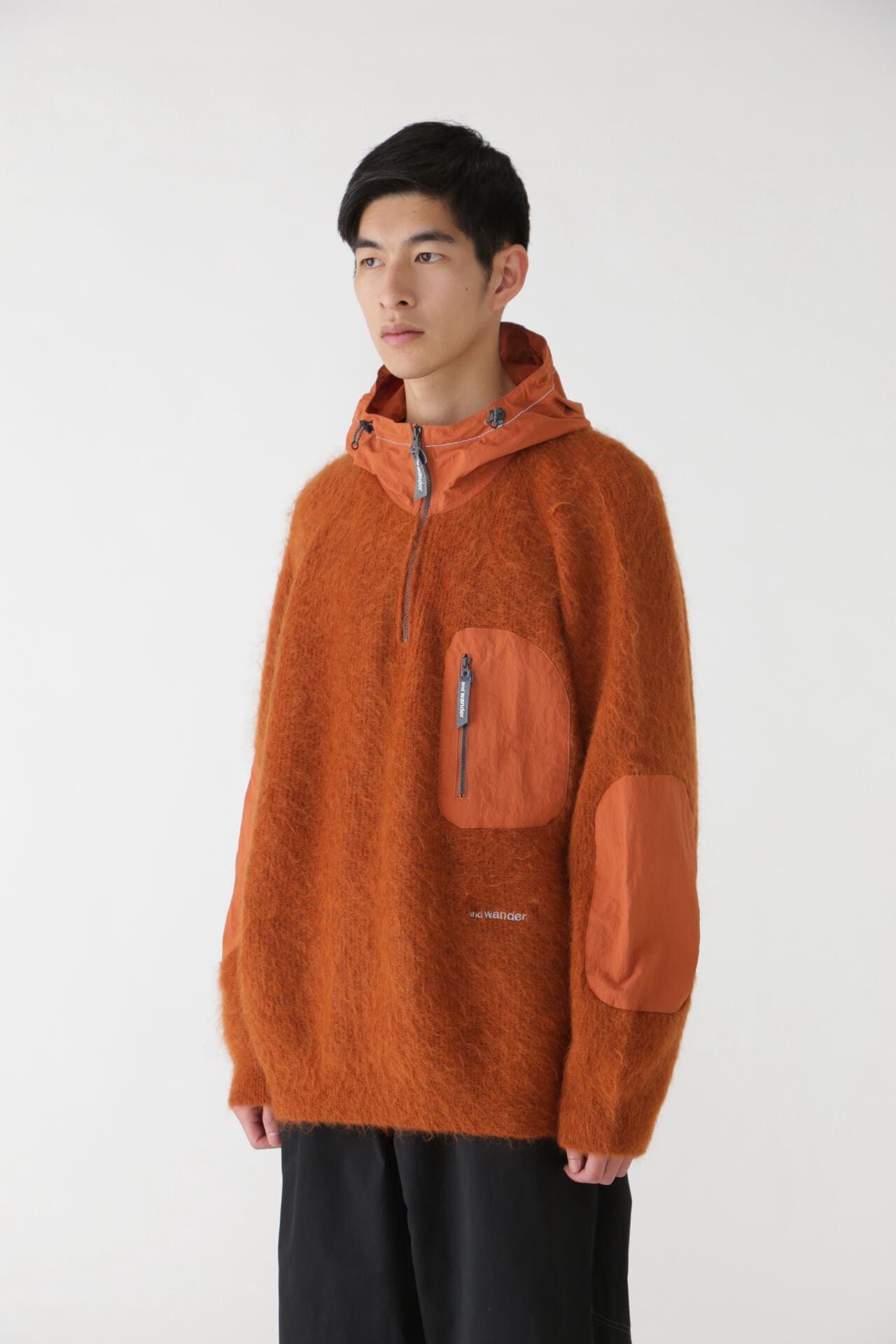 mohair wool knit hoodie