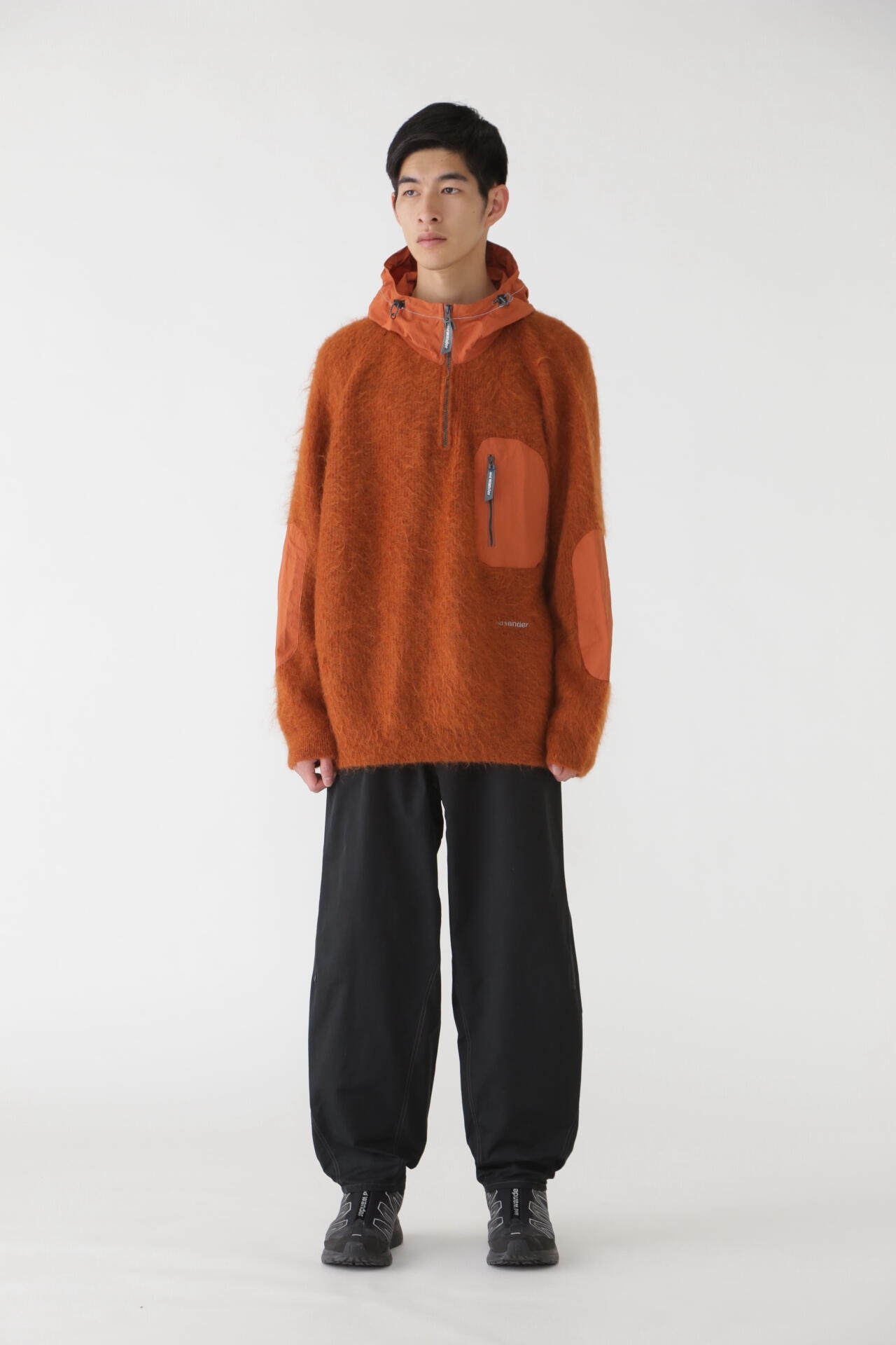 mohair wool knit hoodie