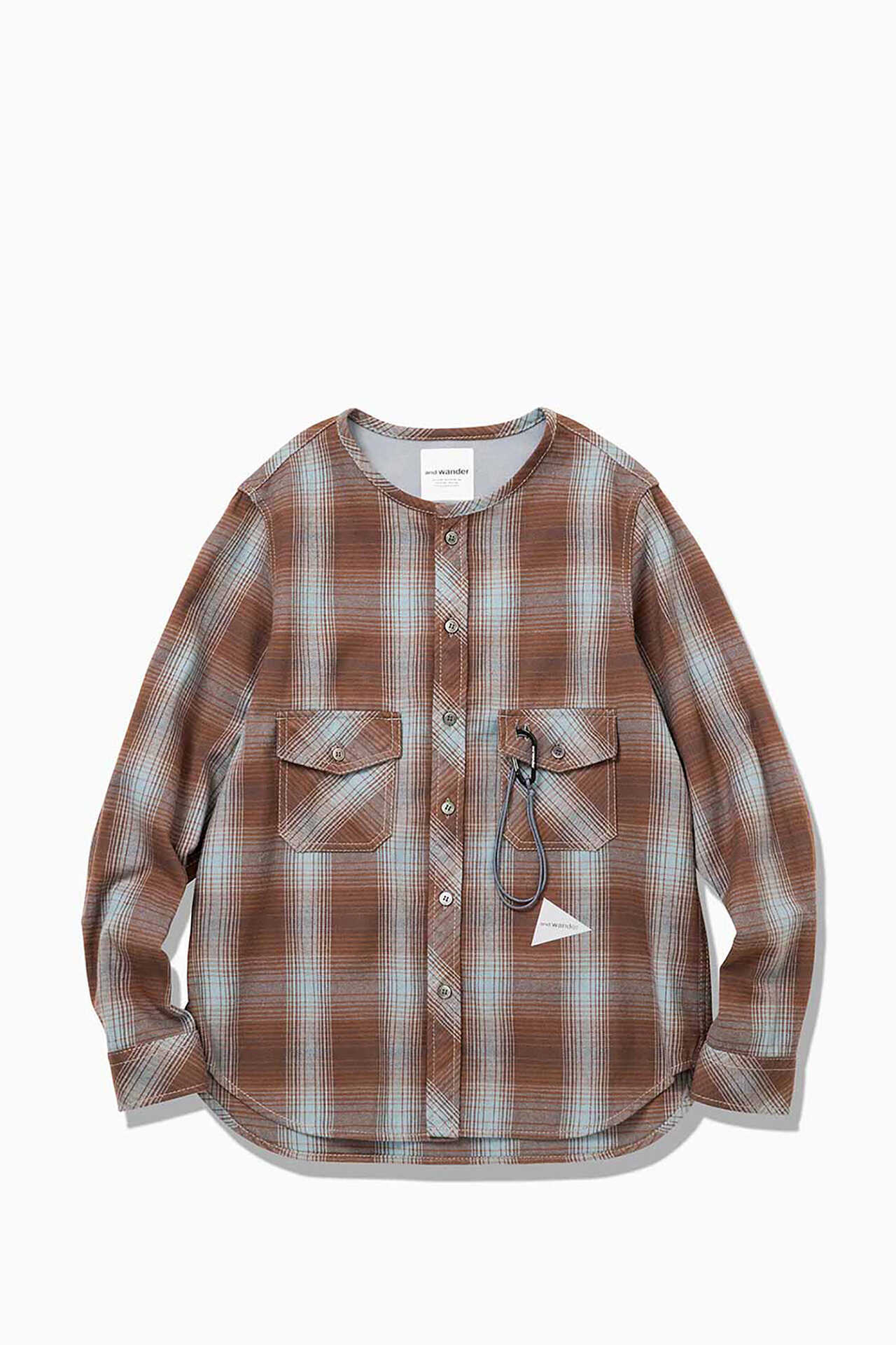 thermonel check collarless shirt (W)