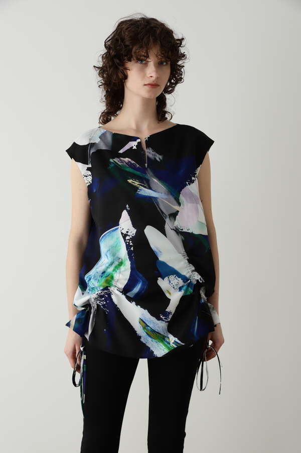 Printed Slit Neck Sleeveless Blouse
