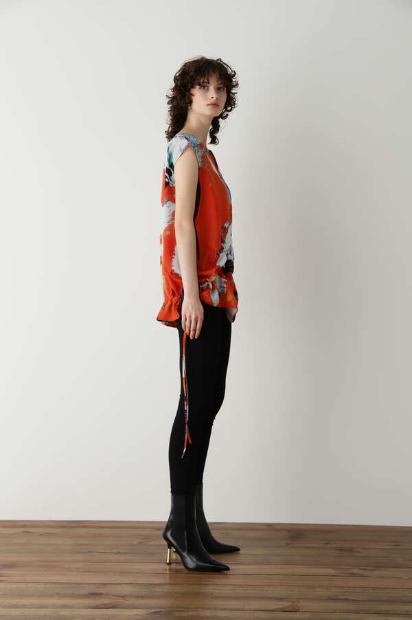 Printed Slit Neck Sleeveless Blouse
