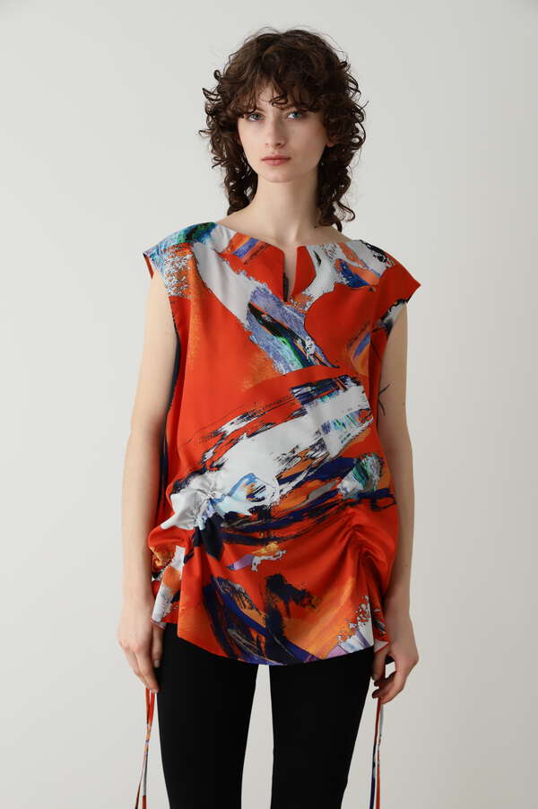 Printed Slit Neck Sleeveless Blouse