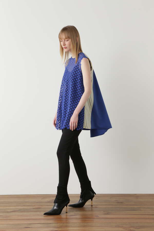【先行予約 4月下旬-5月上旬入荷予定】Star Lace/Stripe Combi Blouse