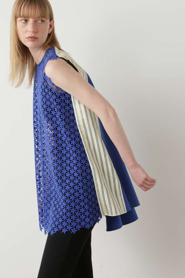 【先行予約 4月下旬-5月上旬入荷予定】Star Lace/Stripe Combi Blouse