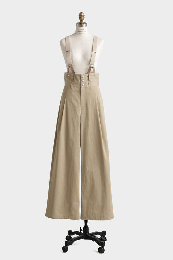 High Waist Wide  Suspendar Pants