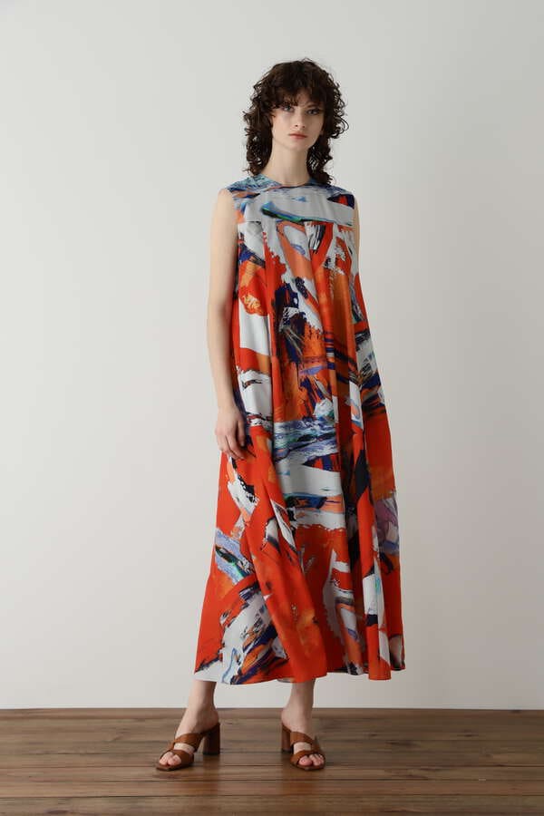 【TV着用】 Printed Maxi Flare Dress
