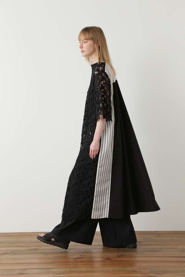 【先行予約 4月下旬-5月上旬入荷予定】Star Lace/Stripe Combi Dress