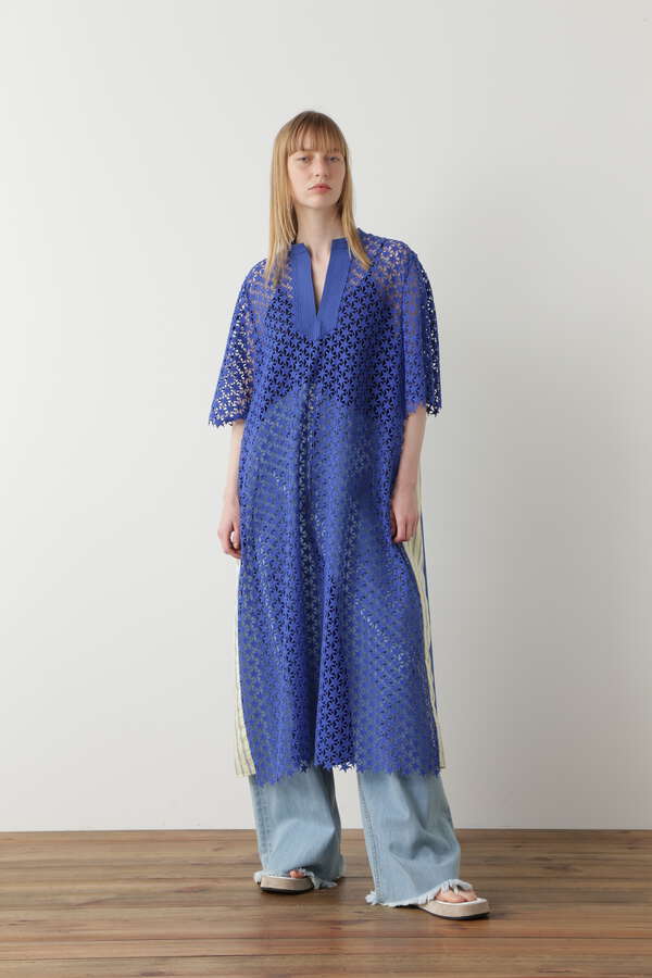 【先行予約 4月下旬-5月上旬入荷予定】Star Lace/Stripe Combi Dress