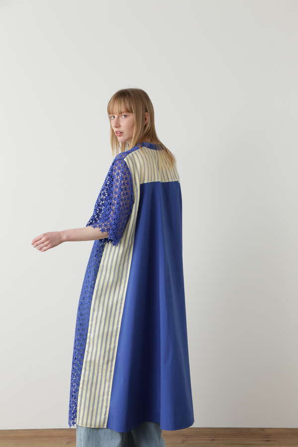 【先行予約 4月下旬-5月上旬入荷予定】Star Lace/Stripe Combi Dress
