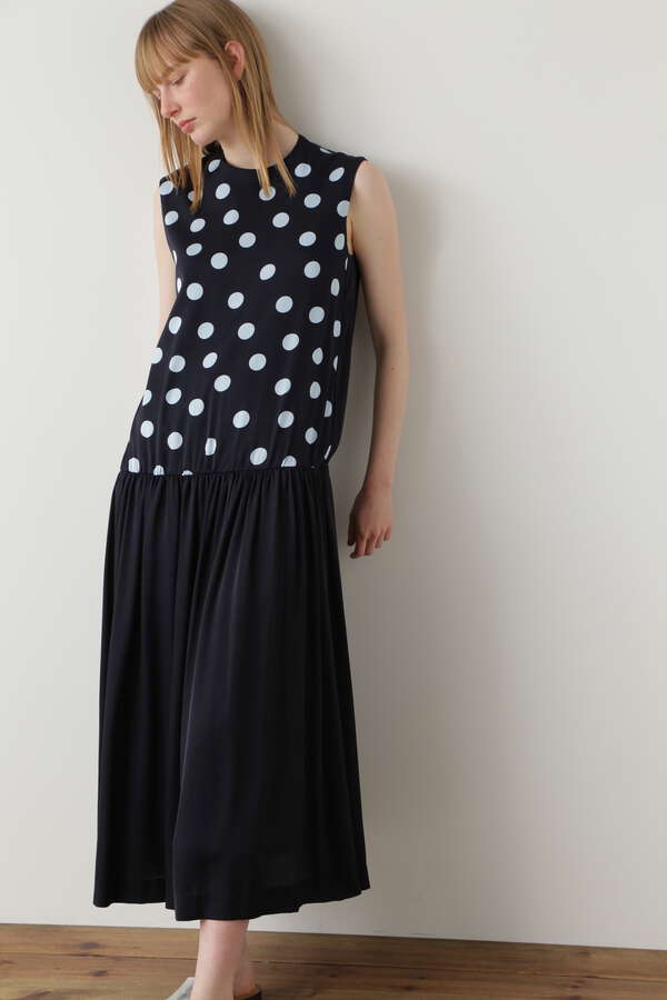 Printed Silk Dot Dress