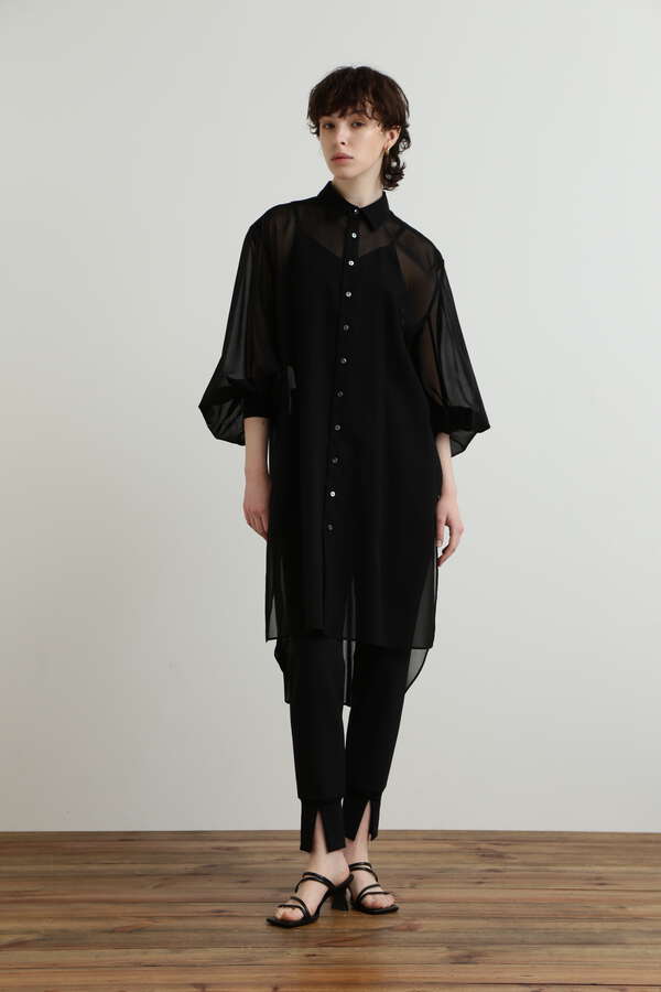 Sheer Volume Sleeve Long Shirt
