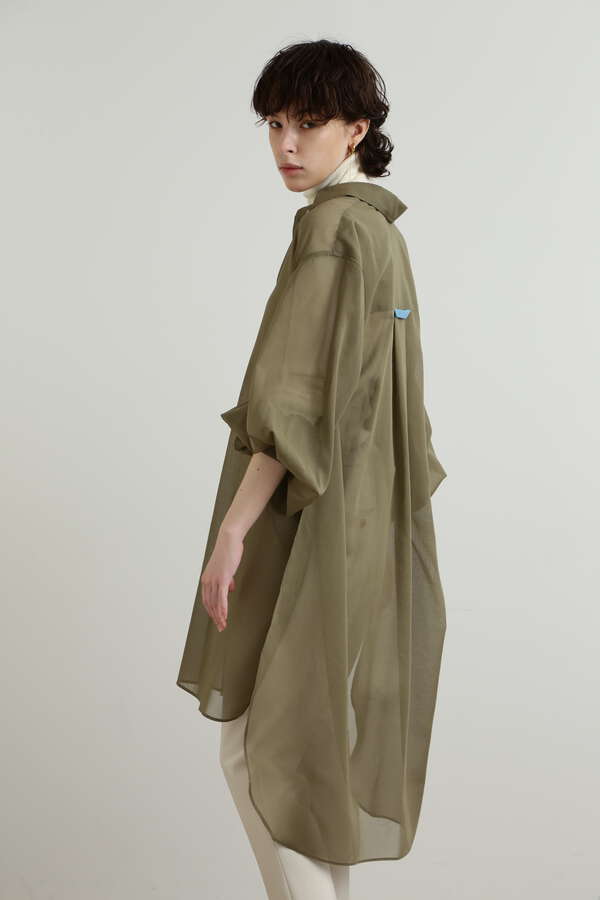 Sheer Volume Sleeve Long Shirt