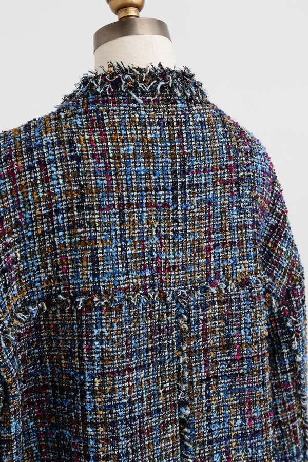 Collarless shop tweed jacket