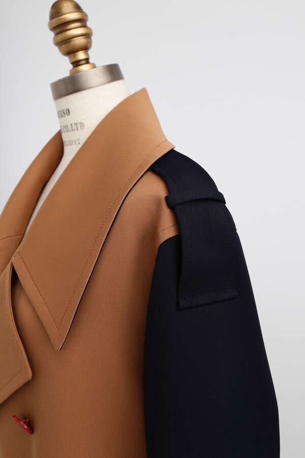 Color Blocking Officer Trench Coat