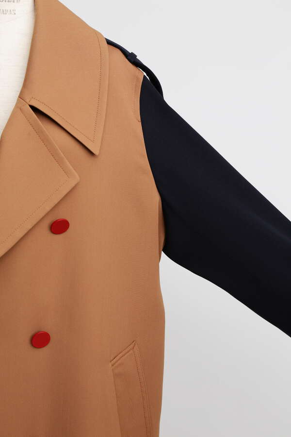 Color Blocking Officer Trench Coat