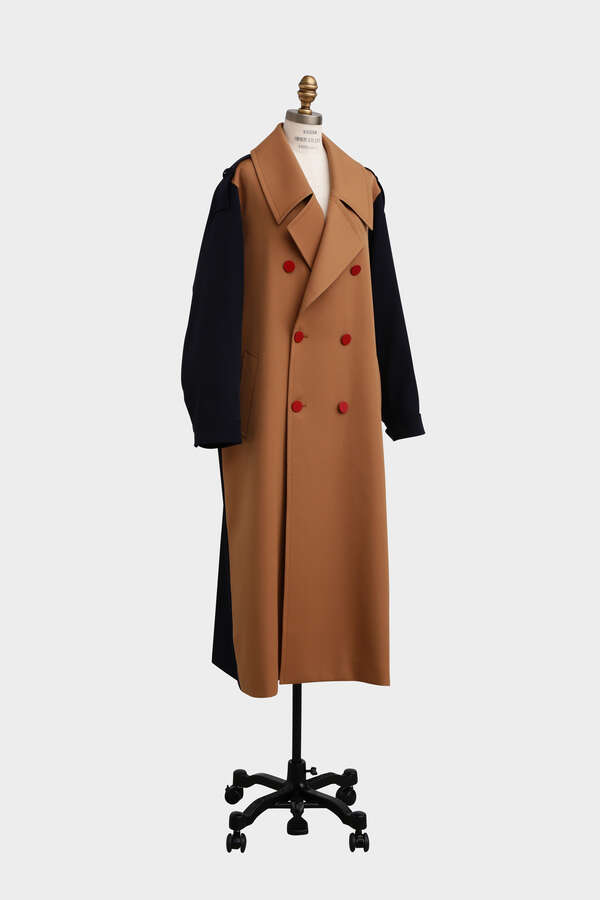 Color Blocking Officer Trench Coat
