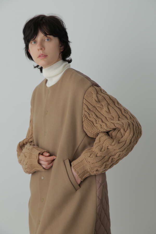 Quilted Melton Combination Coat
