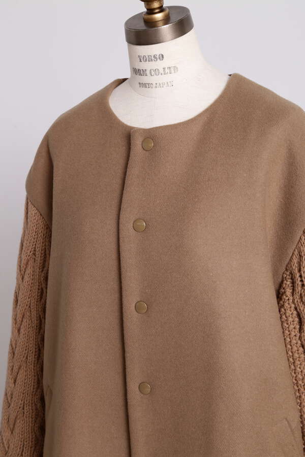Quilted Melton Combination Coat