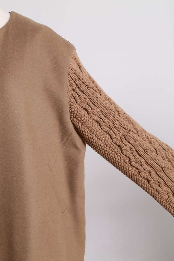 Quilted Melton Combination Coat