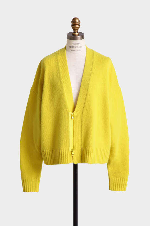 Wool Cropped Zip Up Cardigan