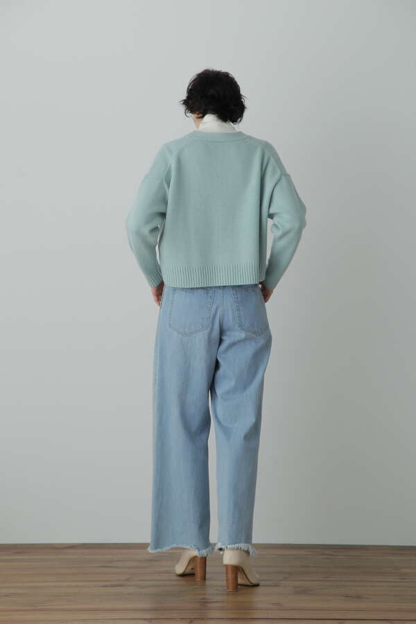 Wool Cropped Zip Up Cardigan
