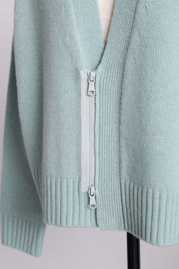 Wool Cropped Zip Up Cardigan