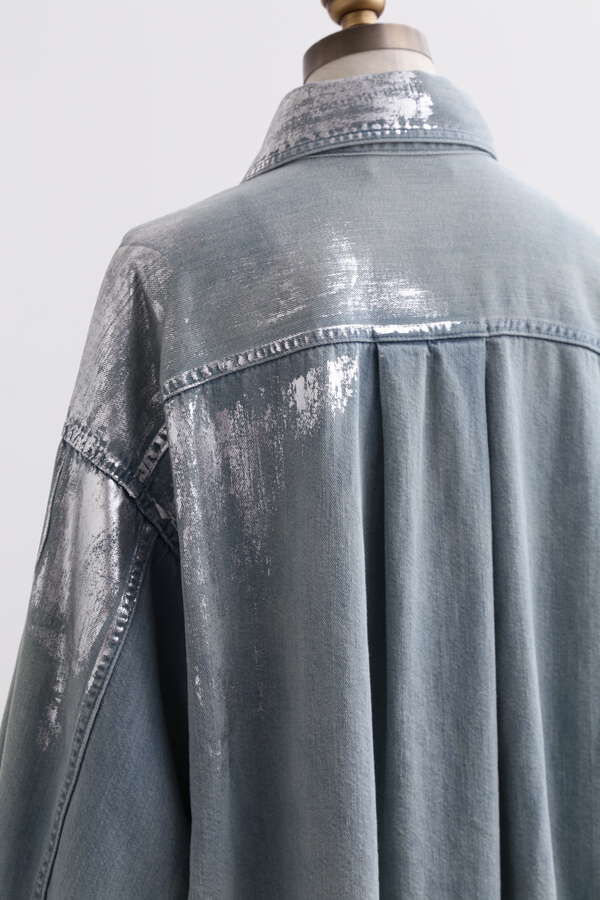 【TV着用】Silver Foil Printed DenimShirt