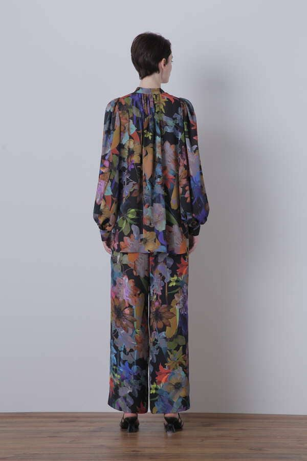 【TV着用】 Flower Printed Volume Sleeve Blouse