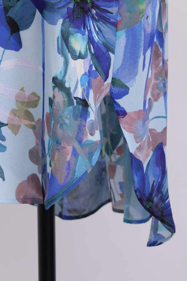 【TV着用】 Flower Printed Volume Sleeve Blouse