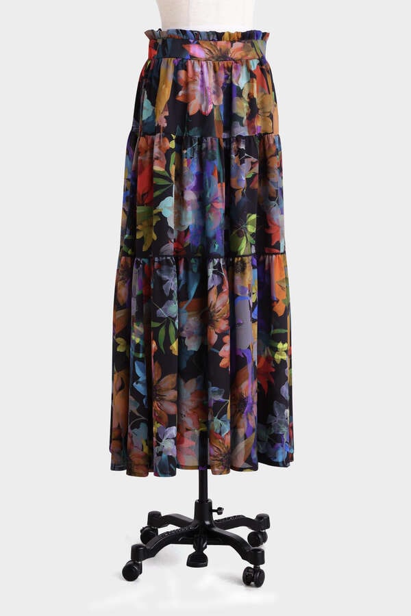 【TV着用】Flower Printed Flare Skirt