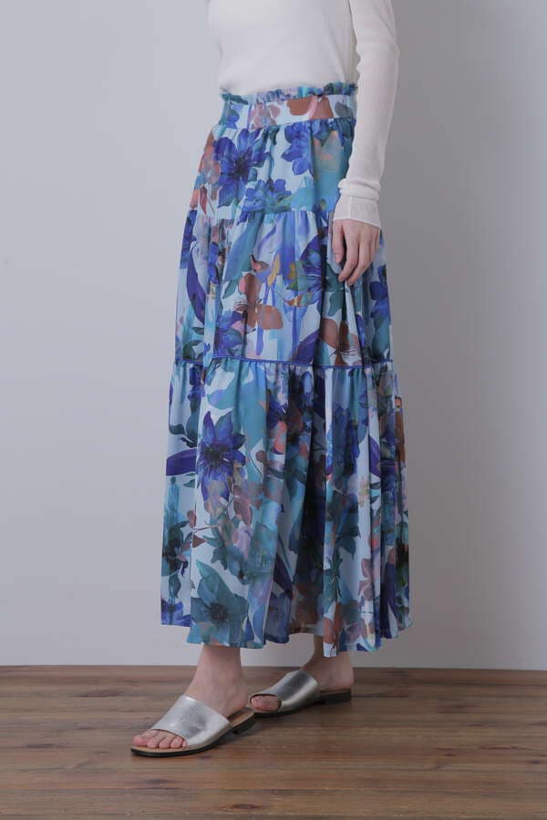 【先行予約 3月中旬-下旬入荷予定】Flower Printed Flare Skirt