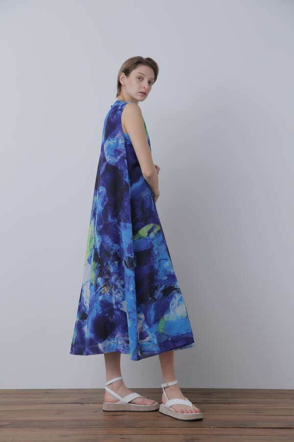 Printed Sheer Organdy Dress