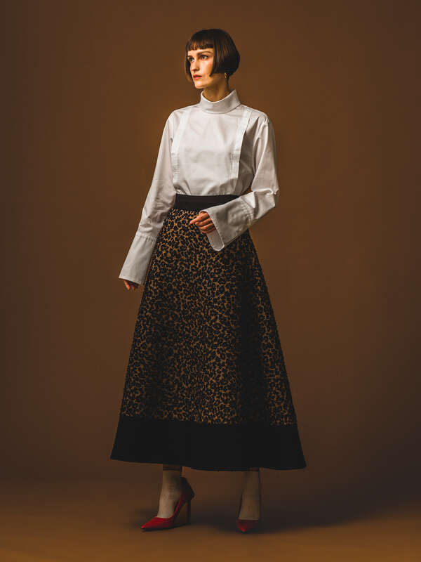 LEOPARD TWEED SKIRT