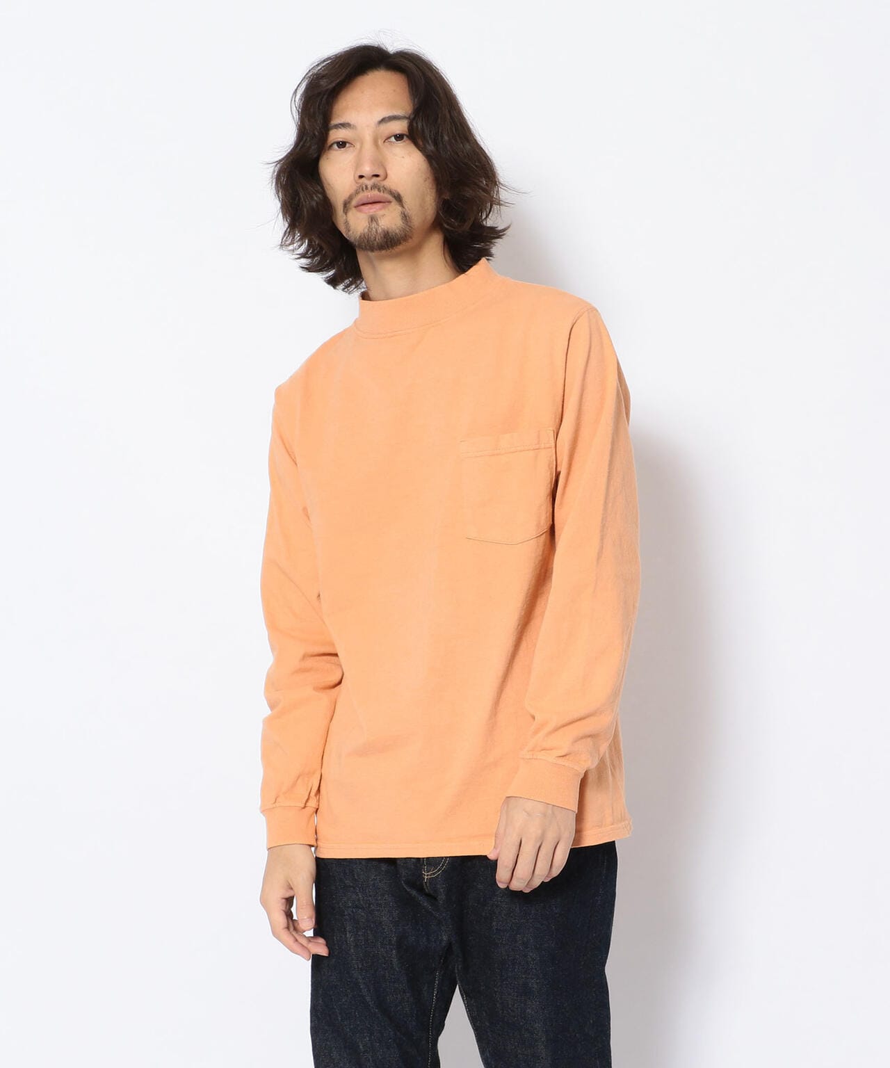 GOODWEAR/グッドウエア　別注 L/S MOCK NECK POCKET TEE