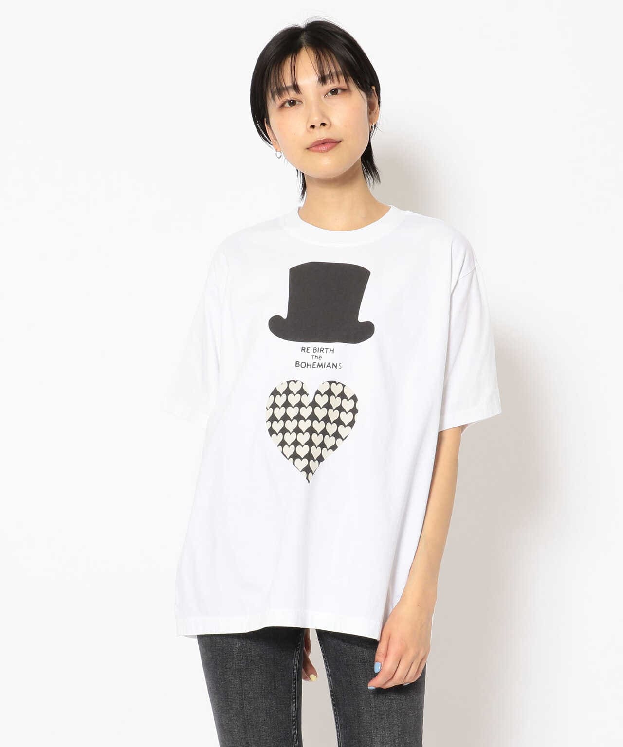 BOHEMIANS/ボヘミアンズ　LOVE HAT HEART pt LOOSE S/S Tee　ラブハットプリントルーズティー