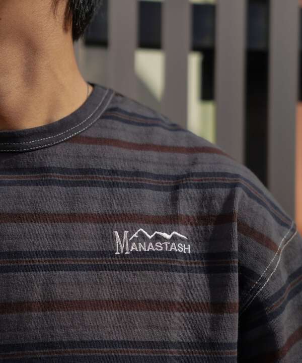 MANASTASH/マナスタッシュ MS PIGMENT BORDER LOOSE TEE MSピグメント